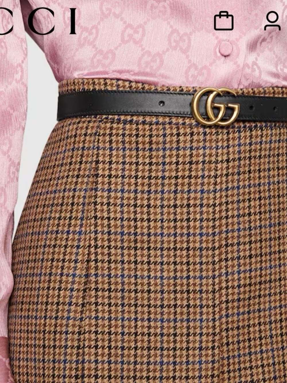 Gucci Black Leather Marmont Thin Belt with Brass Double G Buckle - Picture 15 of 15